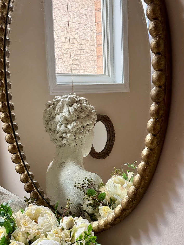 Hand-Sculpted Gilded Bobbin Mirror With Vintage Beveled Glass