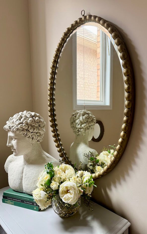 Hand-Sculpted Gilded Bobbin Mirror With Vintage Beveled Glass