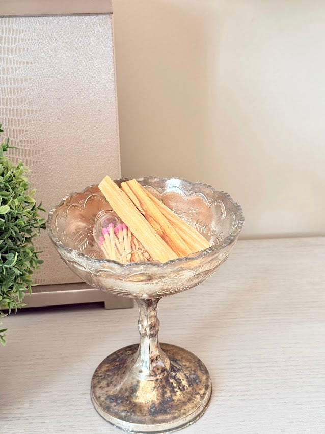 Burnt Gold Mercury Glass Pedestal Bowl