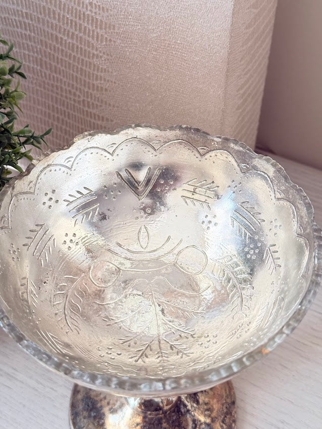 Burnt Gold Mercury Glass Pedestal Bowl