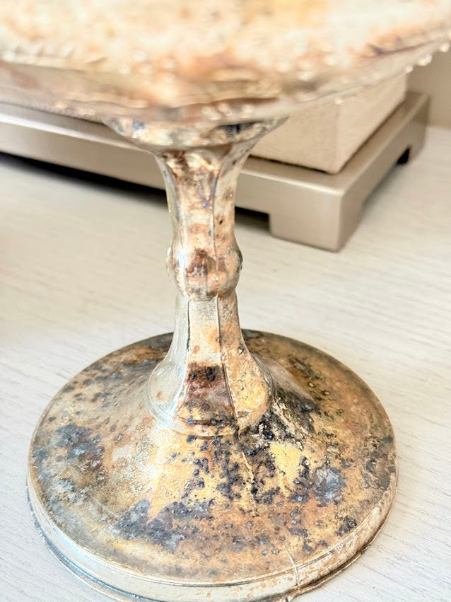 Burnt Gold Mercury Glass Pedestal Bowl
