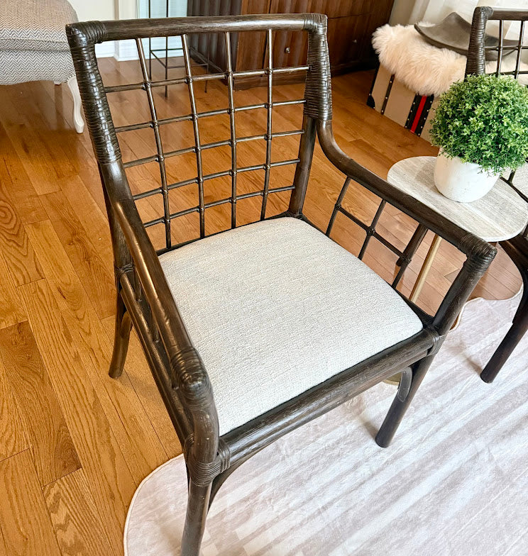 Pair of Refinished & Reupholstered Vintage Bamboo Chairs