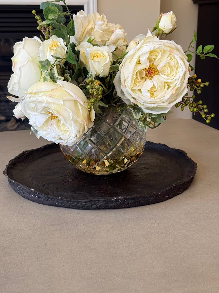 Handmade Paper Mache Styling Tray – Antique Black & Brown