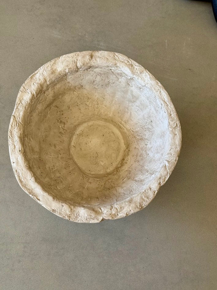 Handmade Paper Mache Asymmetrical Tilted Bowl – 10"