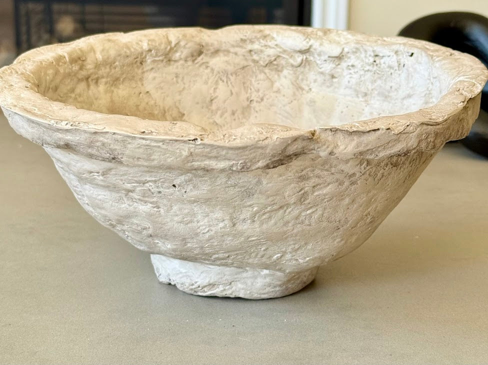 Handmade Paper Mache Asymmetrical Tilted Bowl – 10"