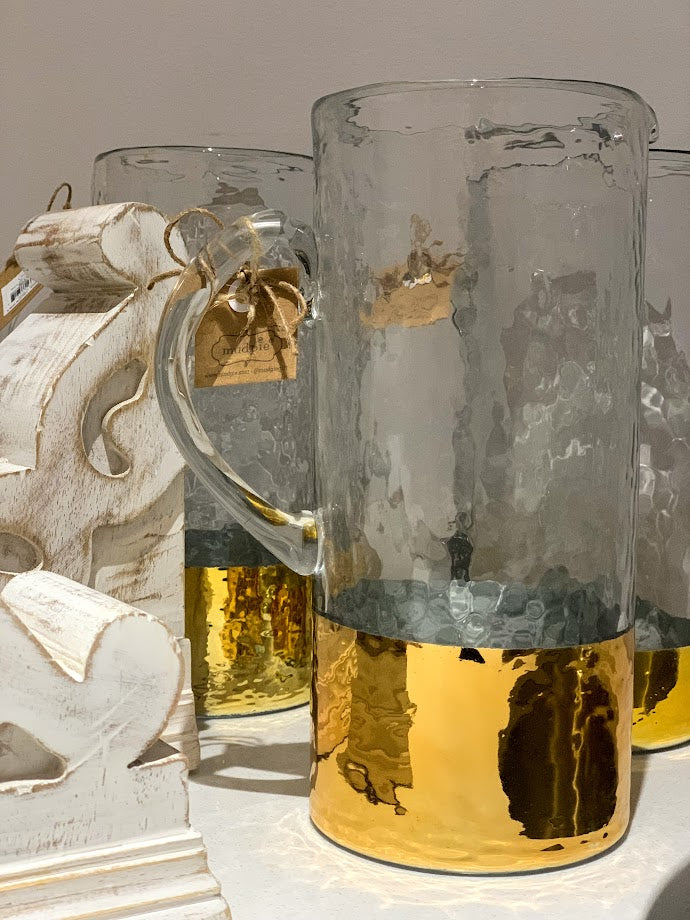 Gold Dipped Glass Pitcher