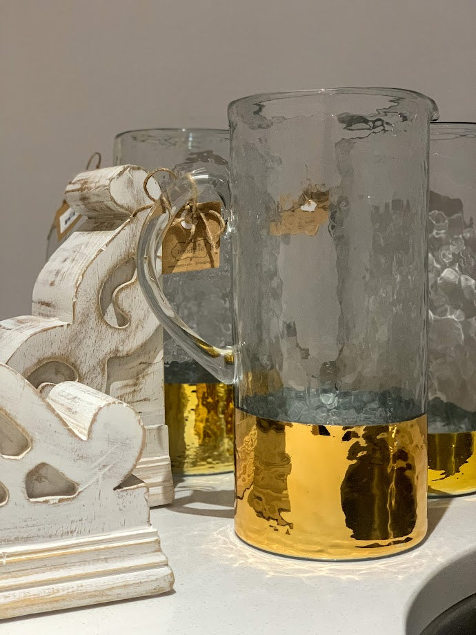 Gold Dipped Glass Pitcher