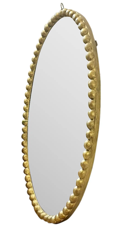 Hand-Sculpted Gilded Bobbin Mirror With Vintage Beveled Glass